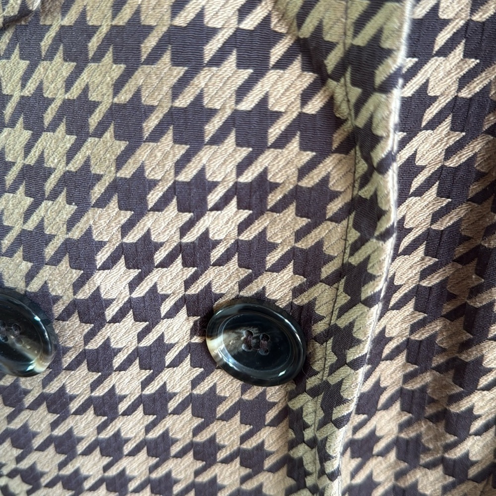 Nine West Womens Cropped Blazer size 6 Brown Double Breasted Houndstooth Lined - Picture 3 of 5